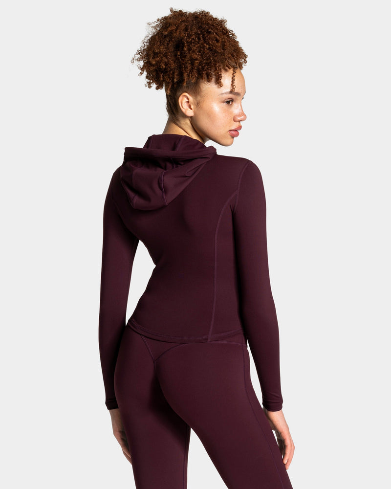 Veste de sport zippée sculptante à capuche Allrounder « merlot/dorée »