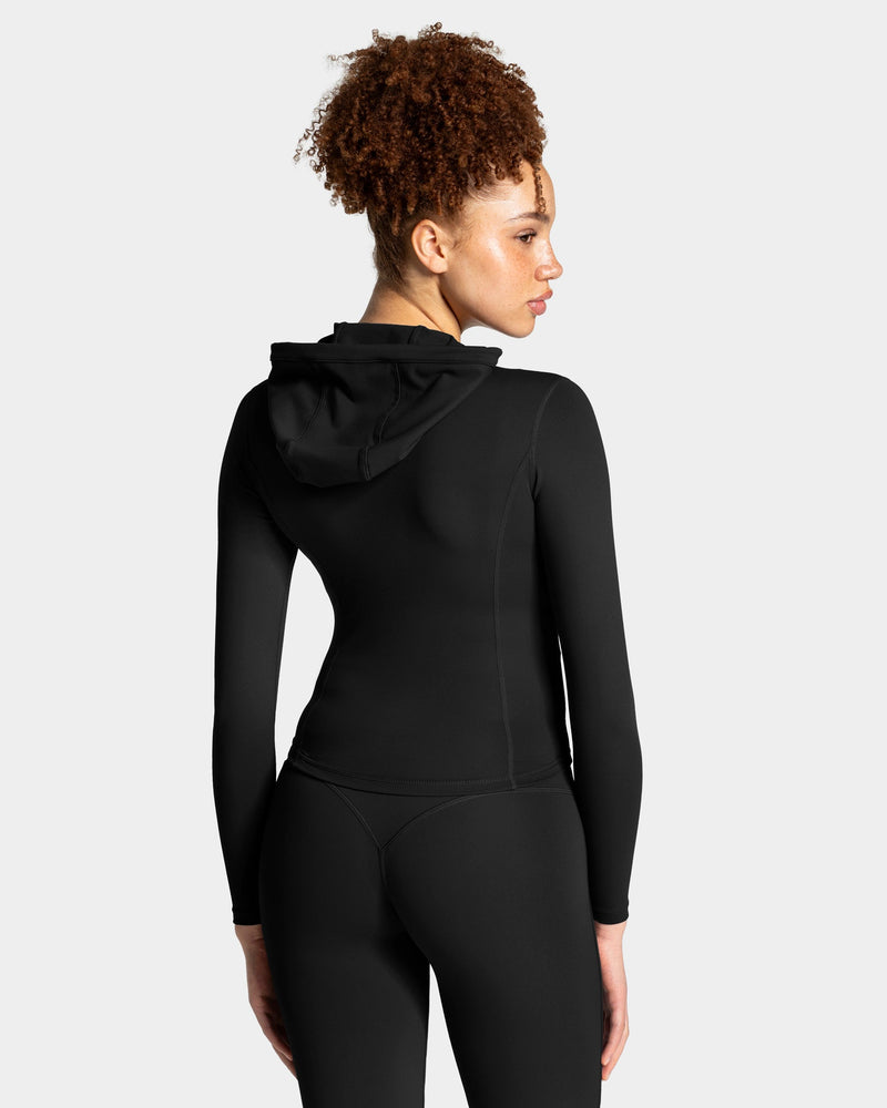 Veste de sport zippée sculptante à capuche Allrounder « noir/dorée »