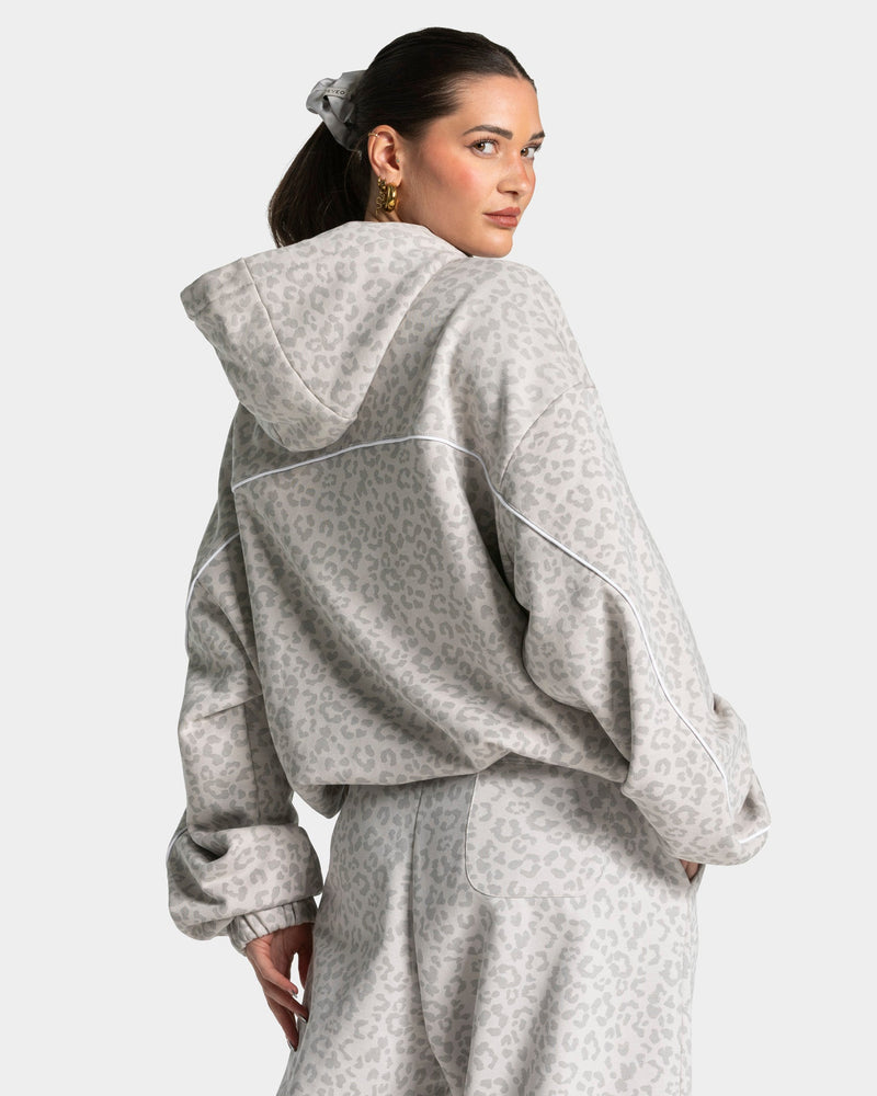 Sweat à capuche Contrastline « léopard gris clair »