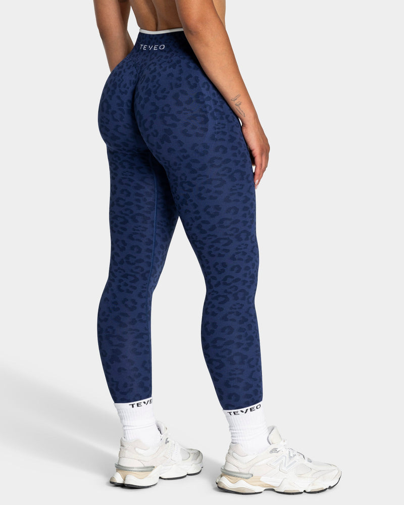 Legging Contrastline « Léopard bleu foncé »