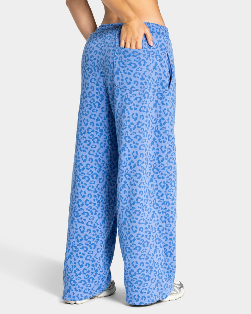 Pantalon de jogging Wide Leg Contrastline « Léopard Azure »