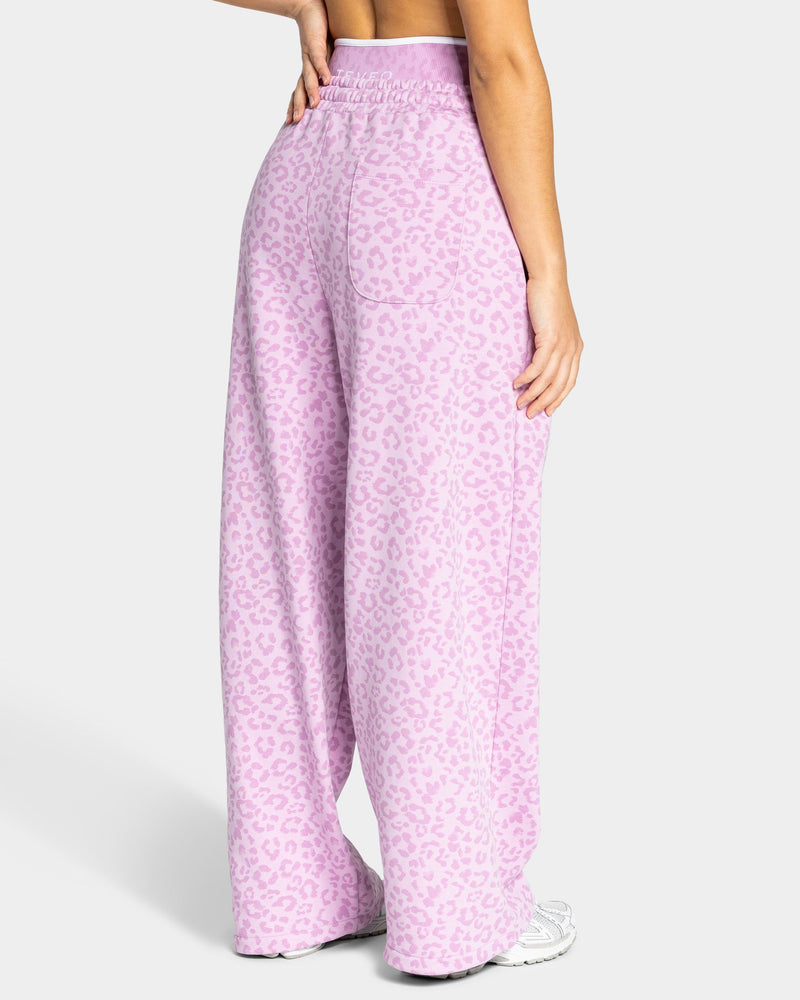 Pantalon de jogging Wide Leg Contrastline « Léopard orchidée »