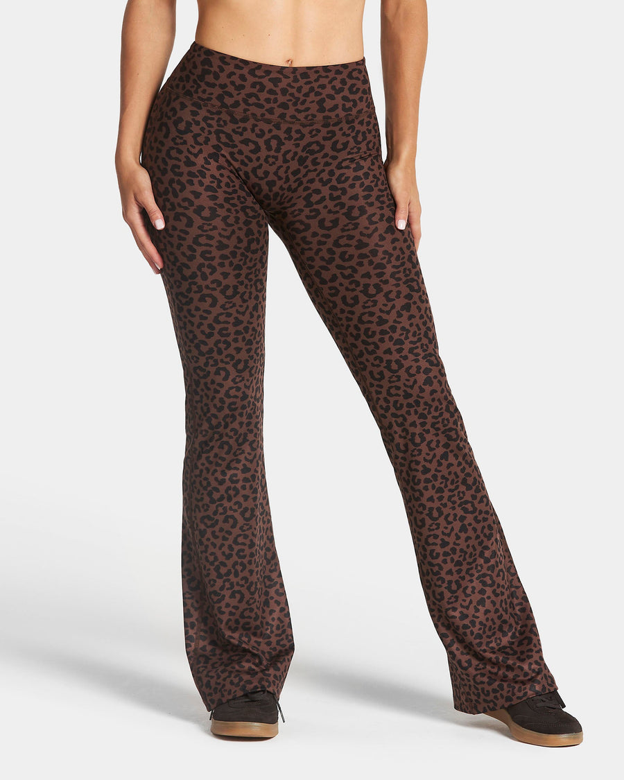 Legging évasé à coupe longue Allrounder « Léopard Walnut »