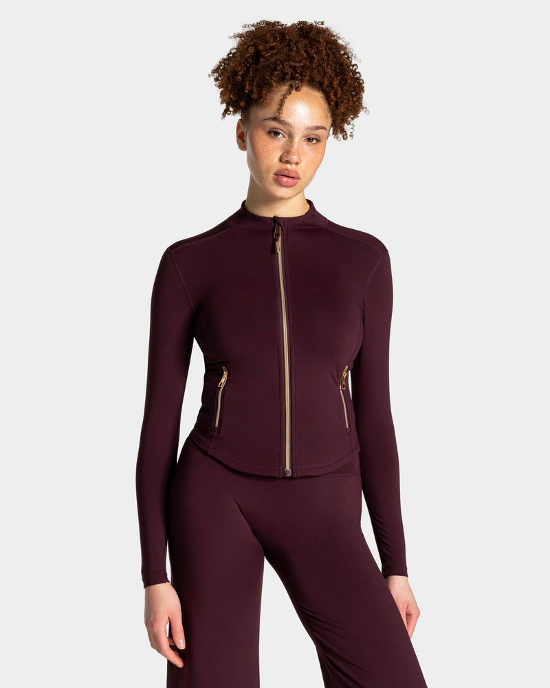 Veste de sport zippée sculptante Allrounder « merlot/dorée »