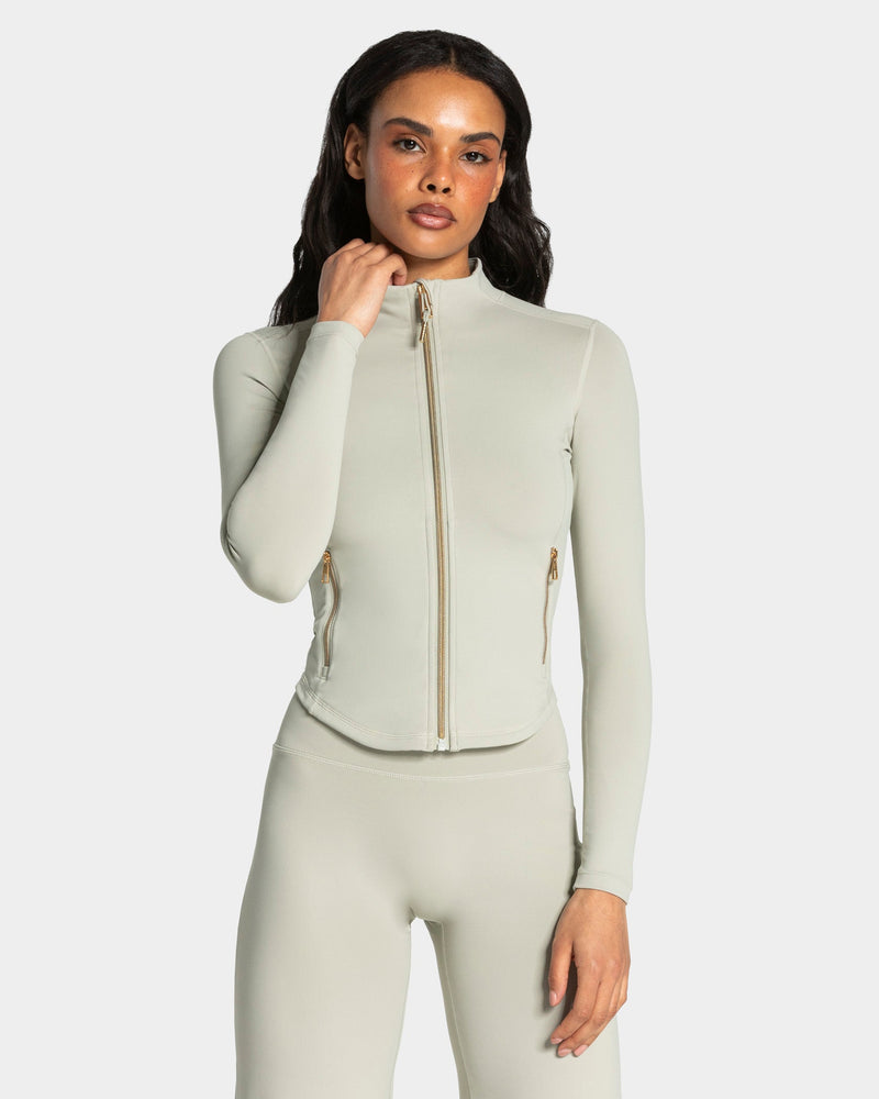 Veste de sport zippée sculptante Allrounder « pistache/dorée »