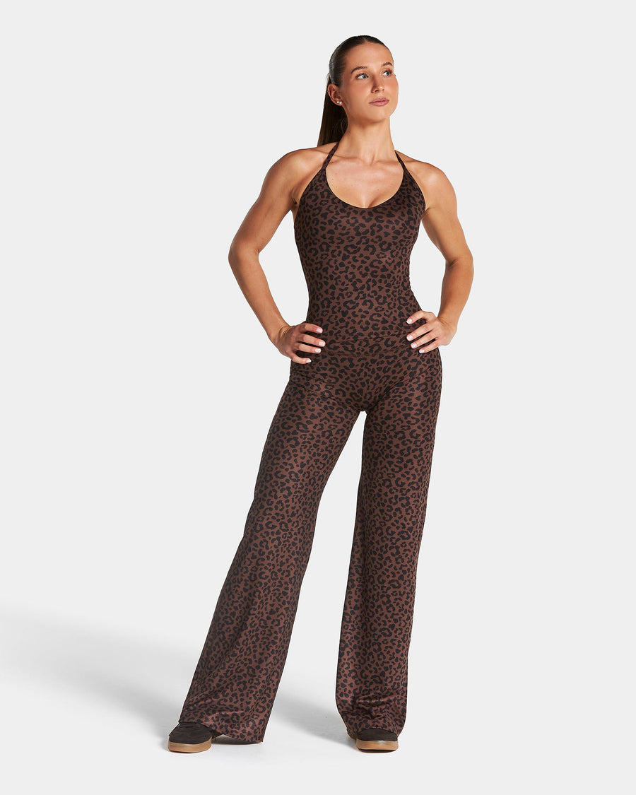 Pantalon à jambe droite et coupe longue Allrounder « Léopard Walnut »