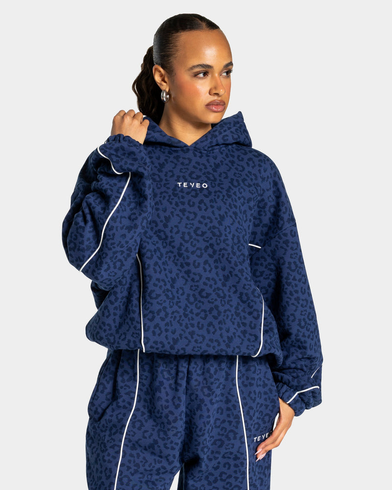 Sweat à capuche Contrastline « Léopard bleu foncé »