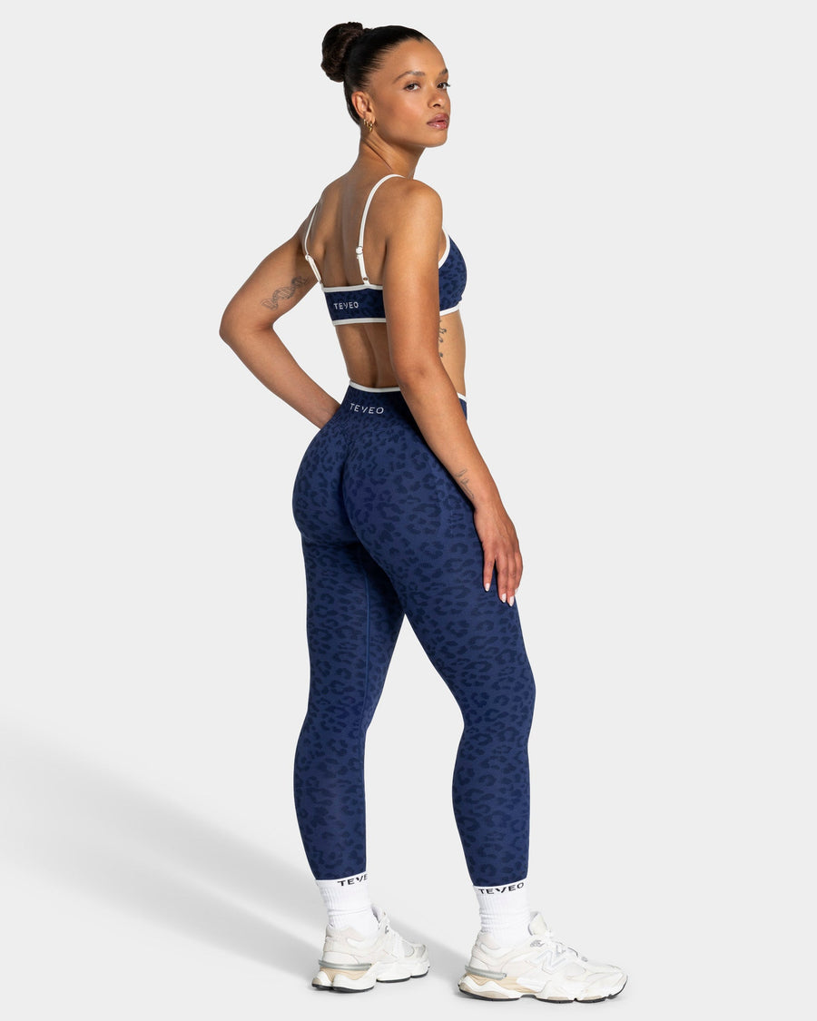 Legging Contrastline « Léopard bleu foncé »