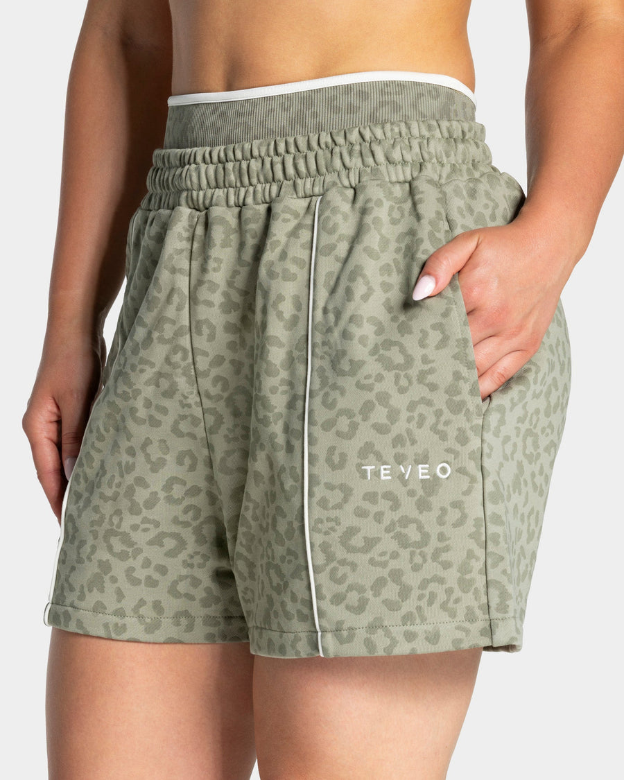 Short oversize Contrastline « Léopard kaki »