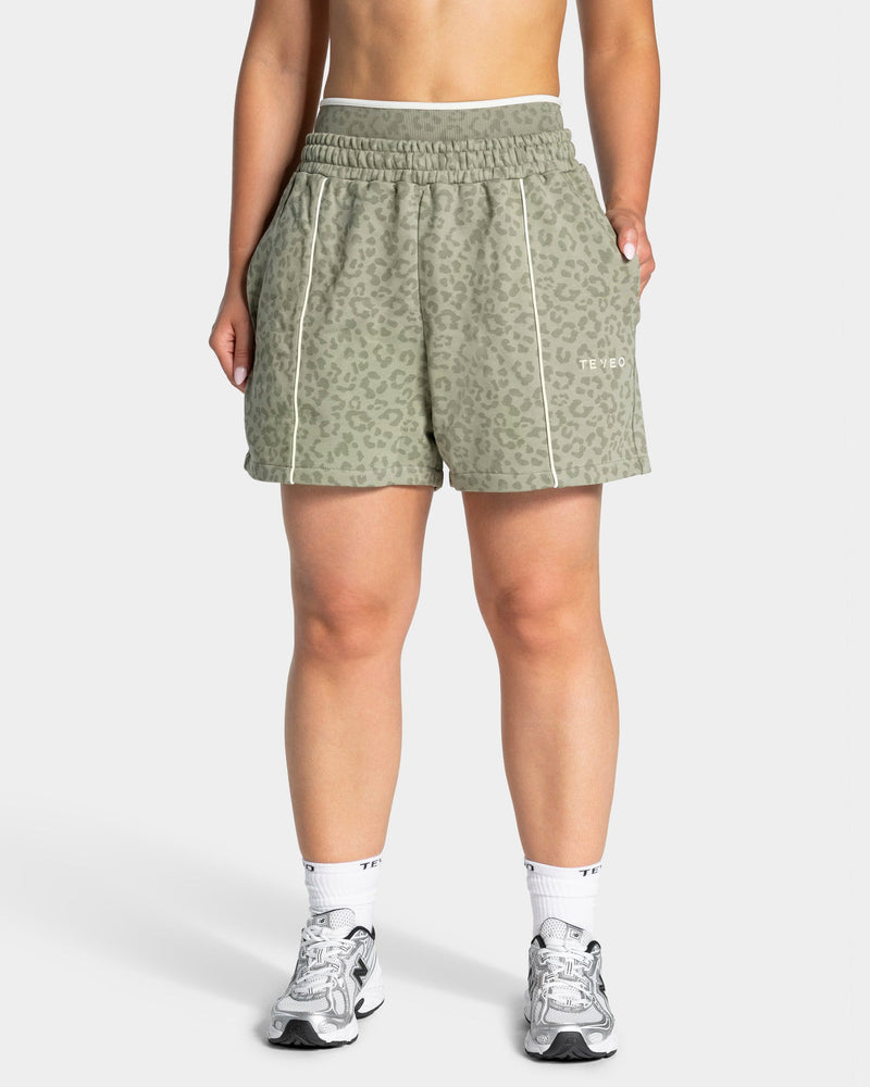 Short oversize Contrastline « Léopard kaki »