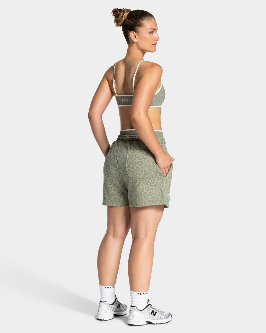 Short oversize Contrastline « Léopard kaki »