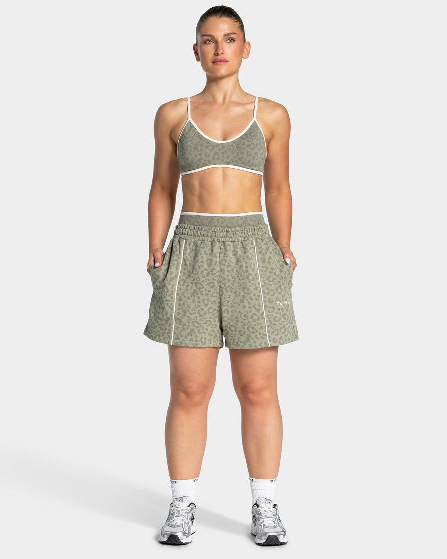 Short oversize Contrastline « Léopard kaki »