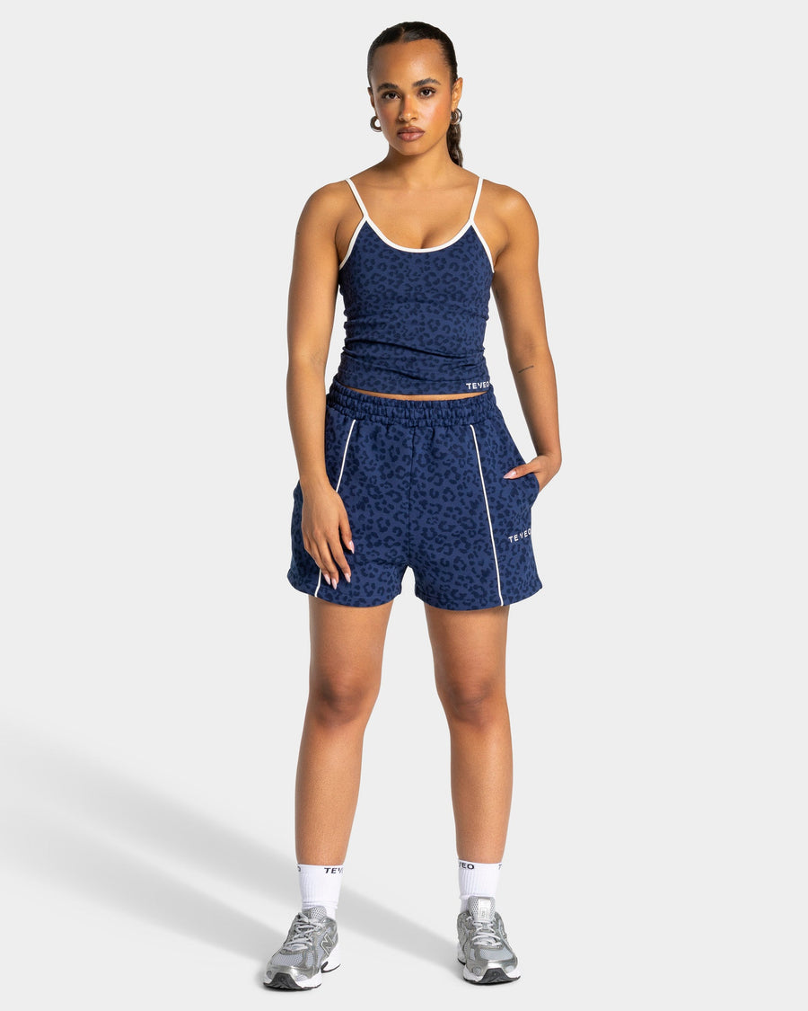 Short oversize Contrastline « Léopard bleu foncé »