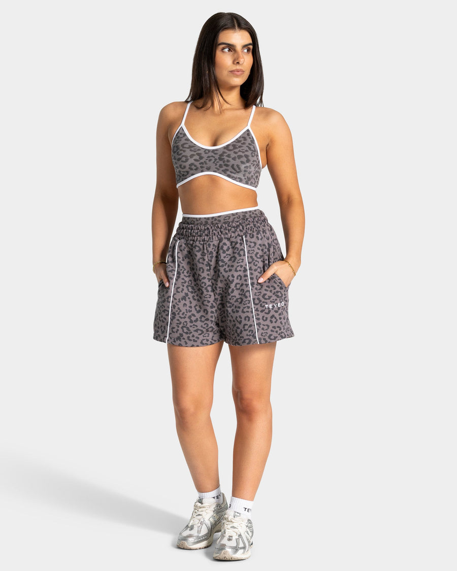 Short oversize Contrastline « Léopard graphite »