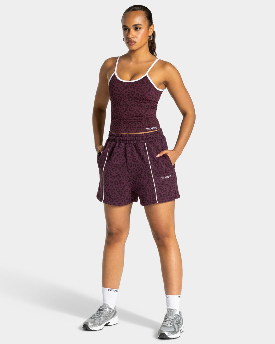 Short oversize Contrastline « Léopard merlot »