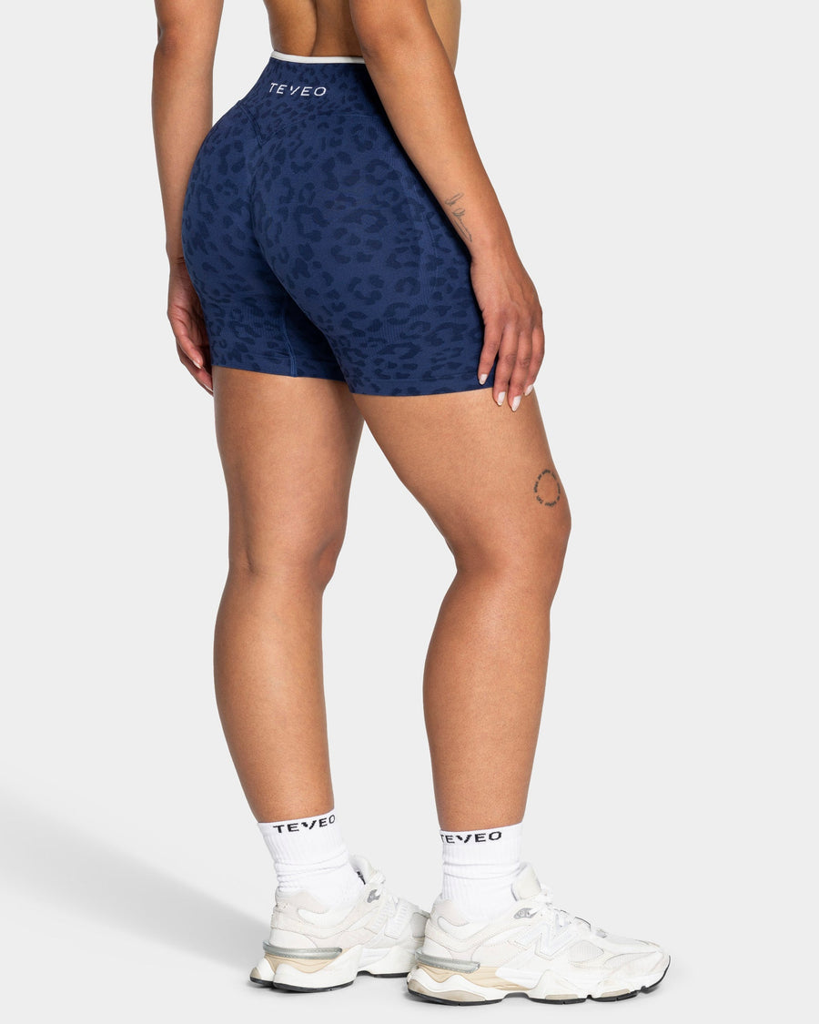 Short Contrastline « Léopard bleu foncé »