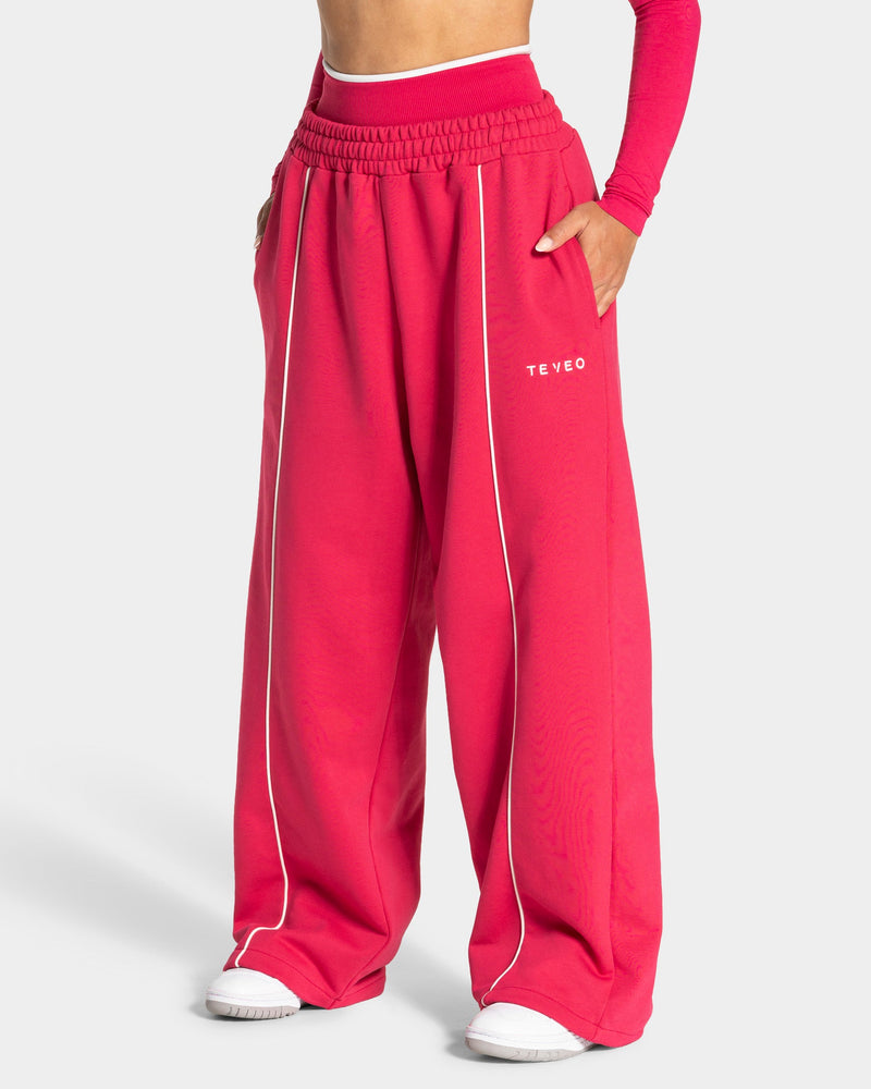Pantalon de jogging Wide Leg Contrastline « Berry »