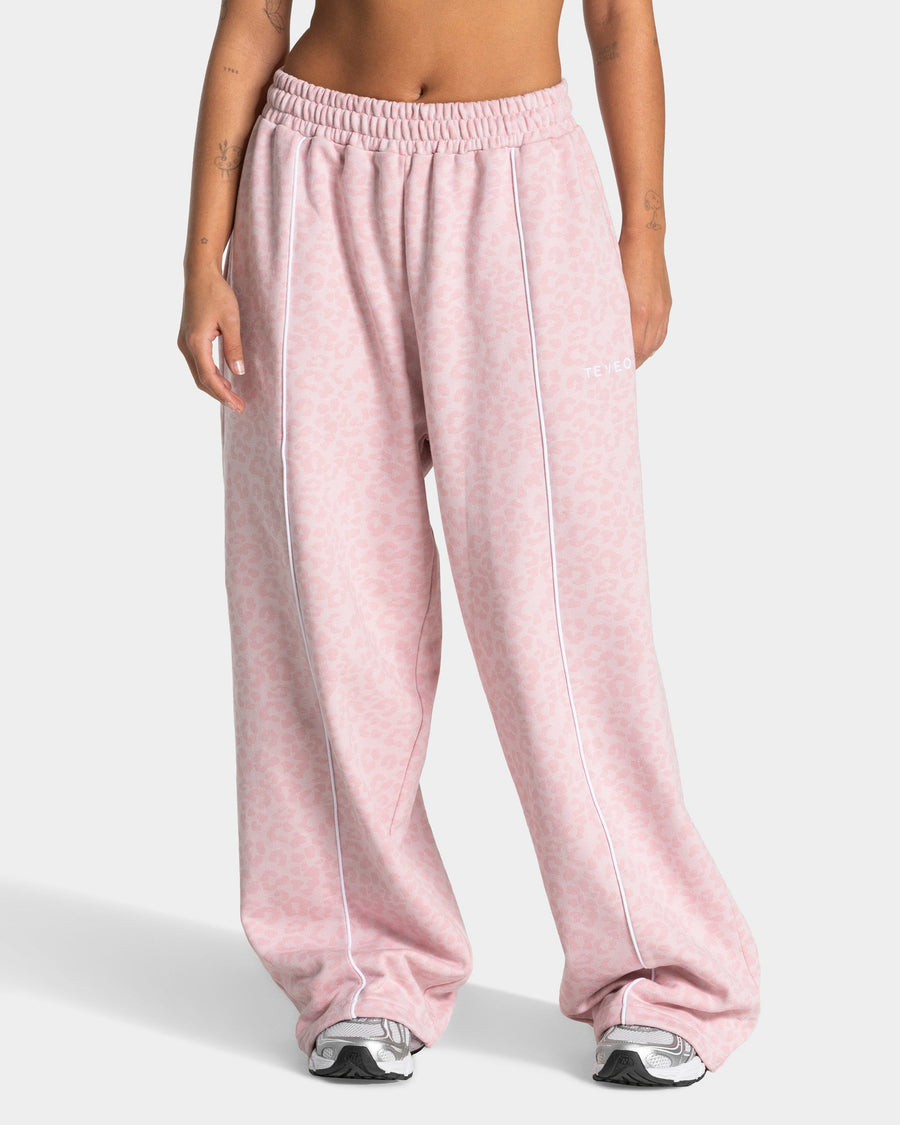 Pantalon de jogging Wide Leg Contrastline « léopard rose »