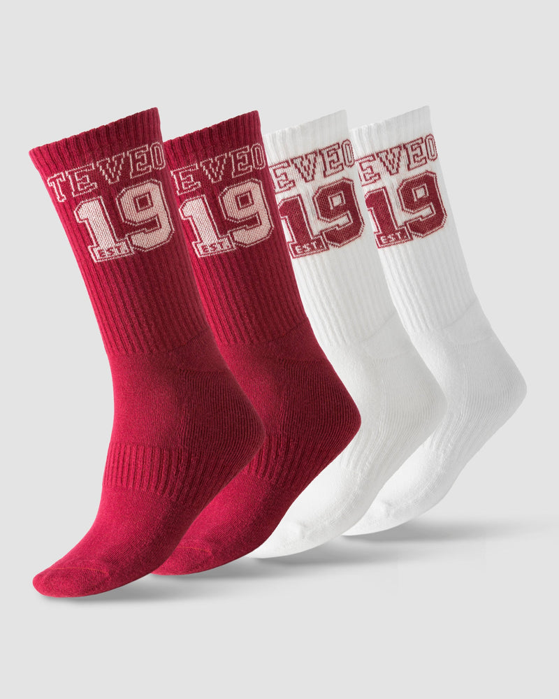 Chaussettes Football (2 paires) « Cranberry/blanc cassé »