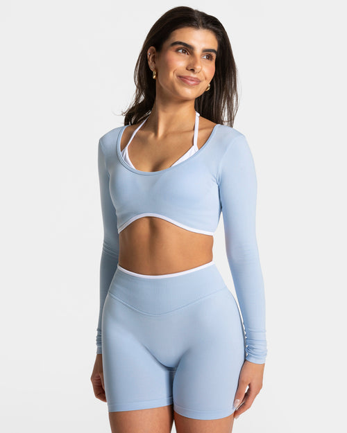 Haut à manches longues Contrastline « bleu layette »