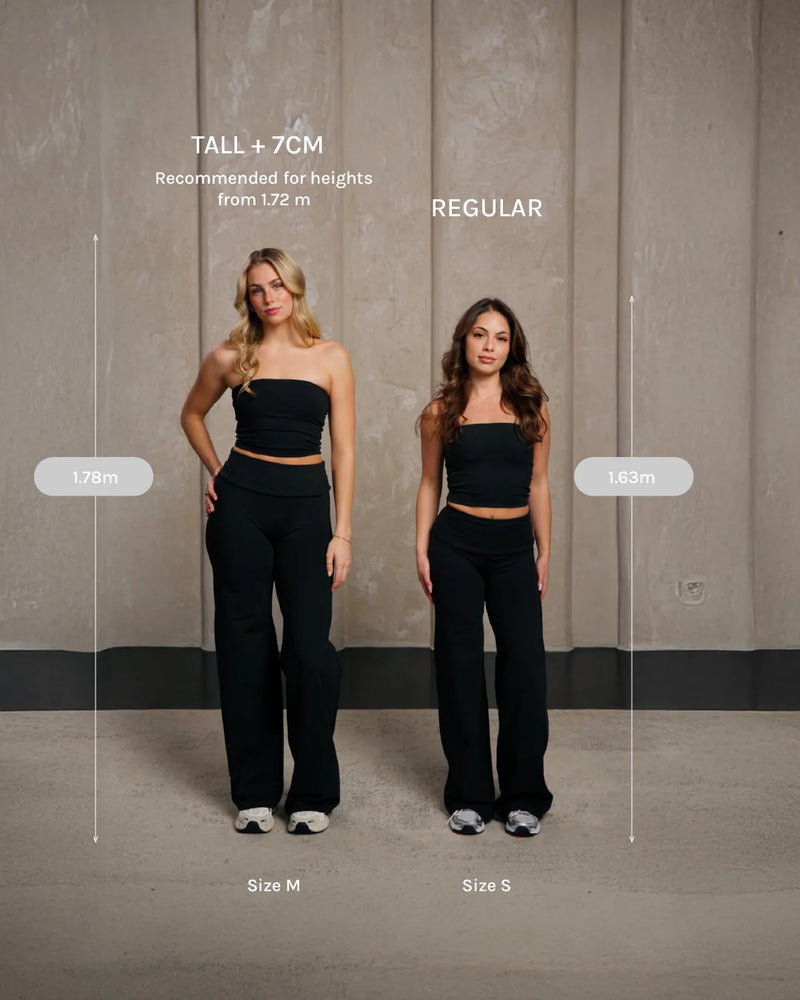 Pantalon à jambe droite et coupe longue Mellow Fold Over « noir »