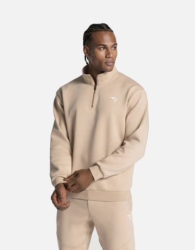 Sweat-shirt demi-zippé Prime « beige »