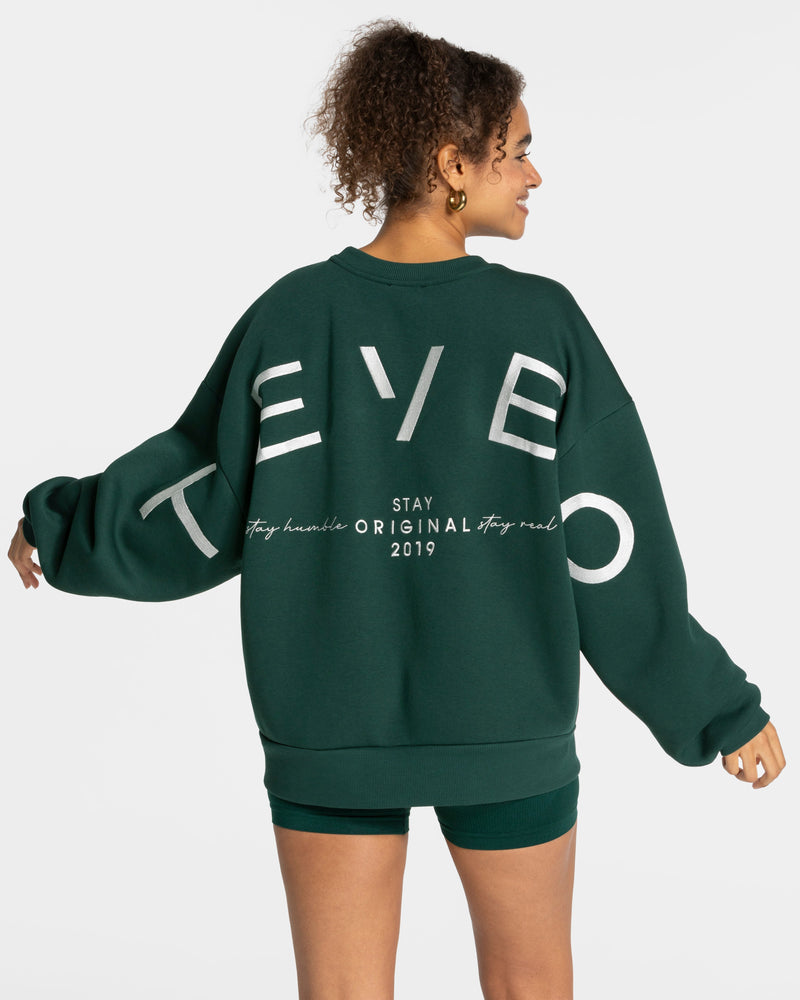 Sweat-shirt oversize Signature « vert foncé »