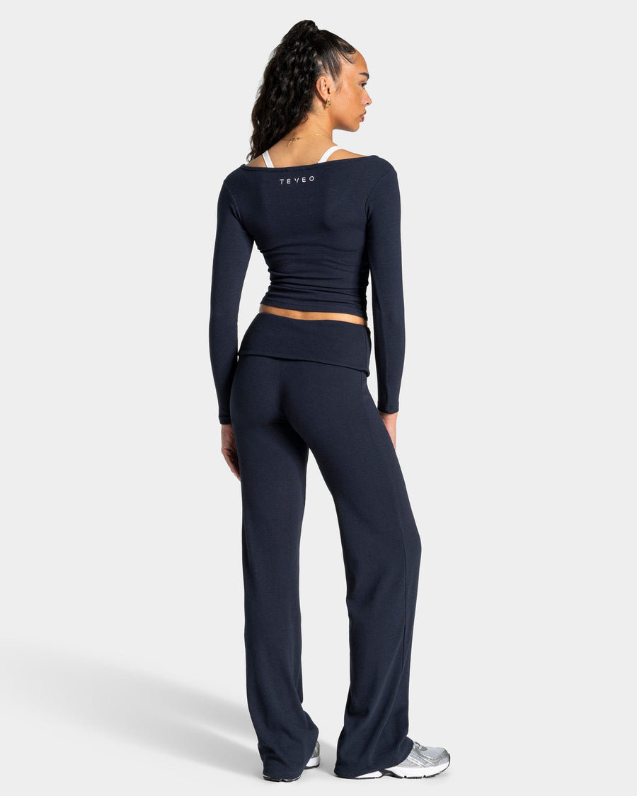 Pantalon côtelé à jambe droite standard Soft Foldover « Midnight »