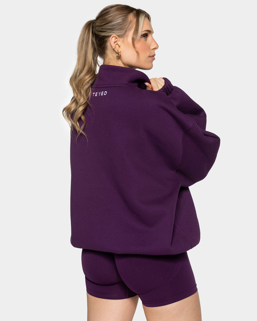 Sweat-shirt demi-zippé Femme « aubergine »