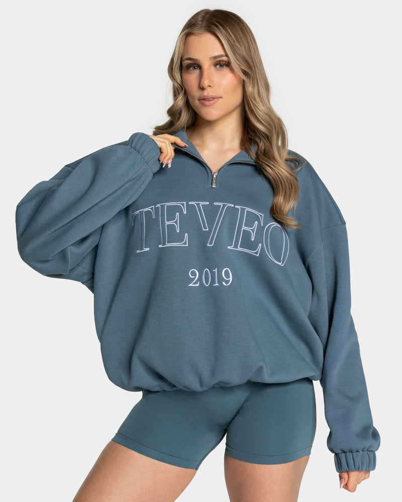 Sweat-shirt demi-zippé Femme « teal »