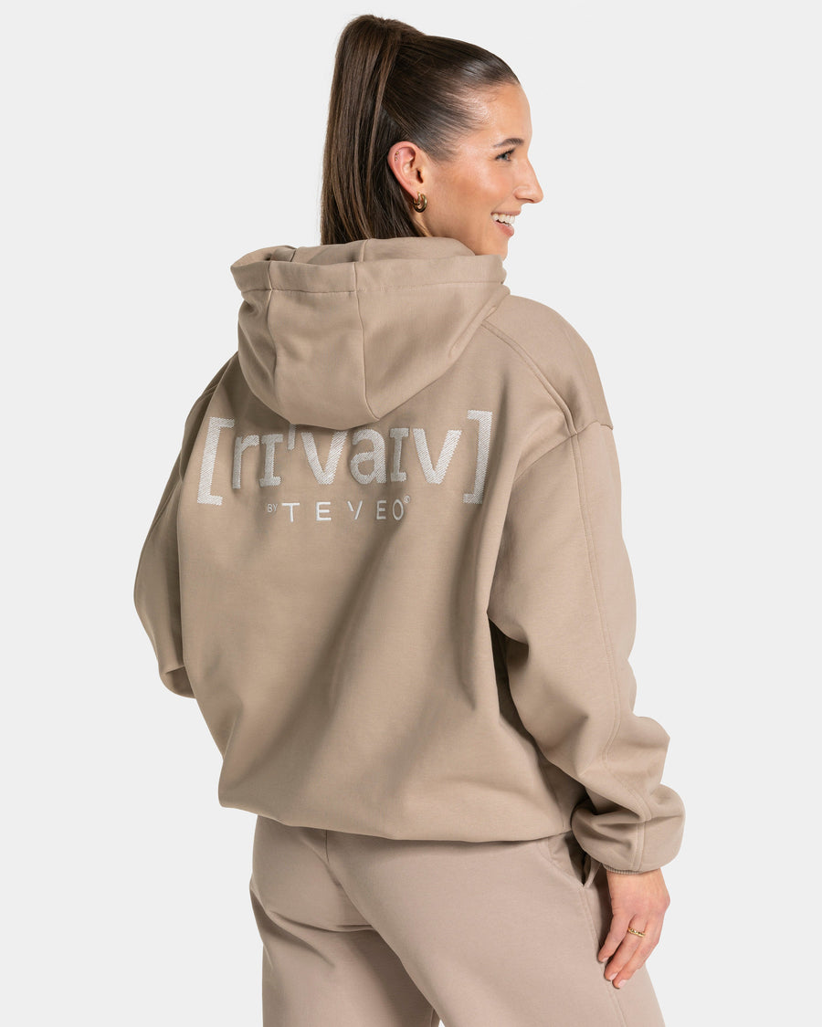 Sweat à capuche oversize RI’VAIV « taupe »