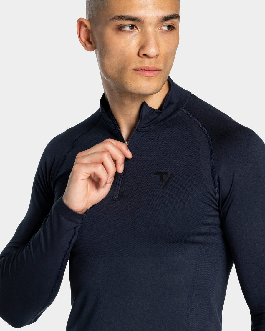 Haut à manches longues demi-zippé Workout sans coutures « Midnight »
